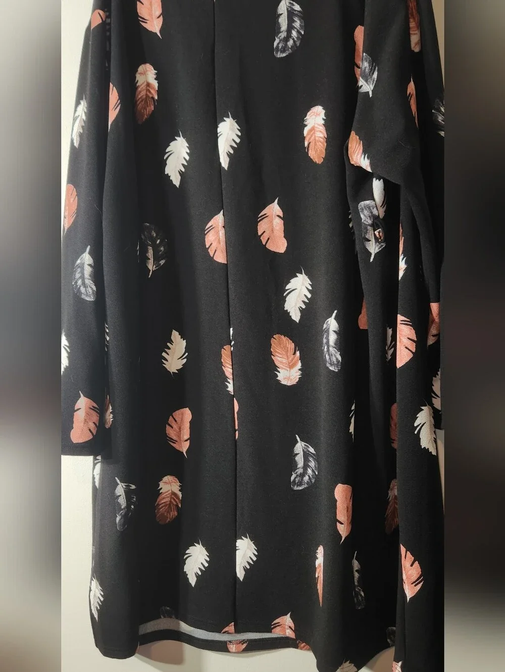 SHEIN Black Dress w/Peach and White Feather Print. 4XL Long Sleeves - Picture 7 of 7